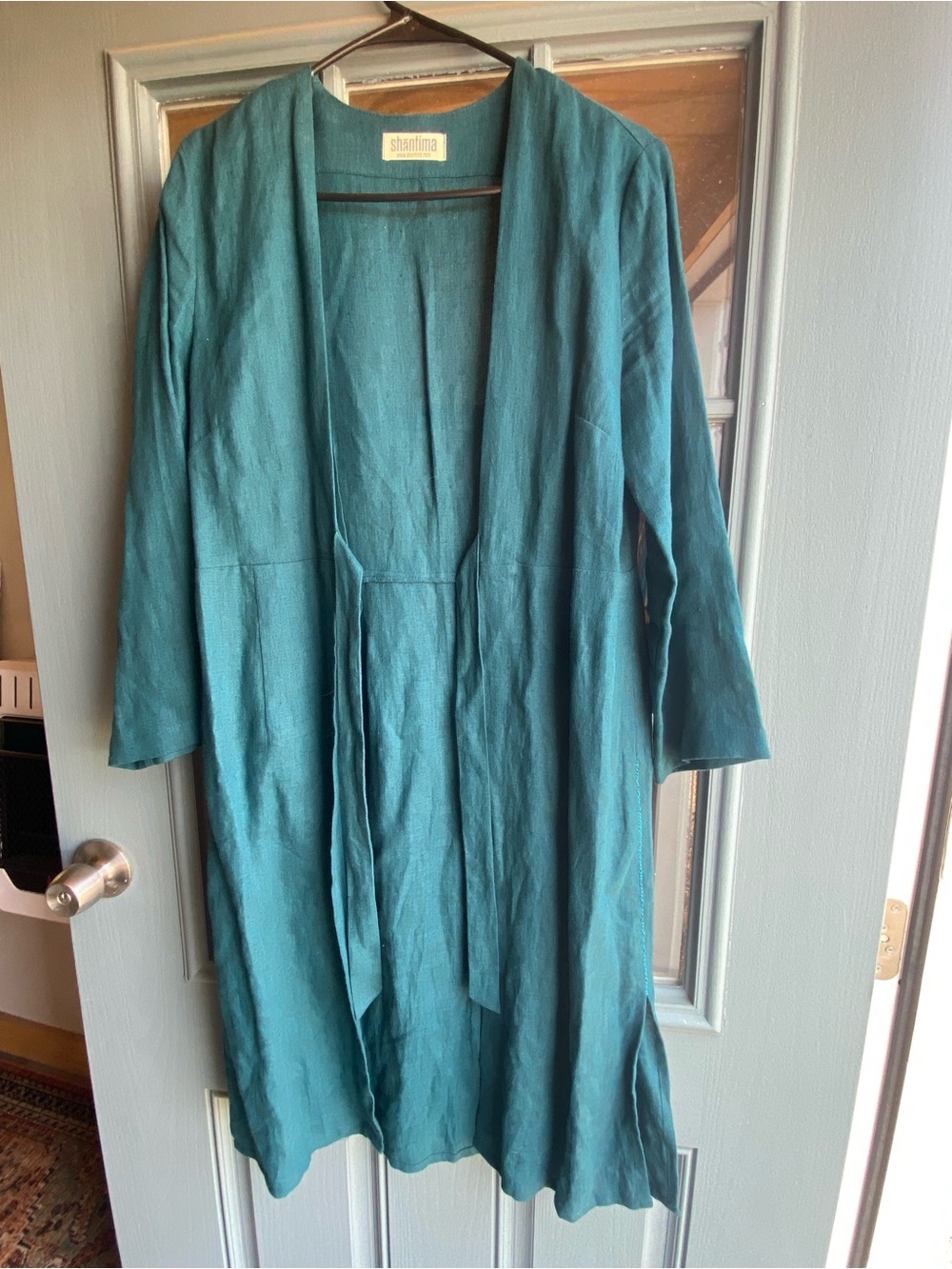Teal Linen Kimono style jacket Shantima